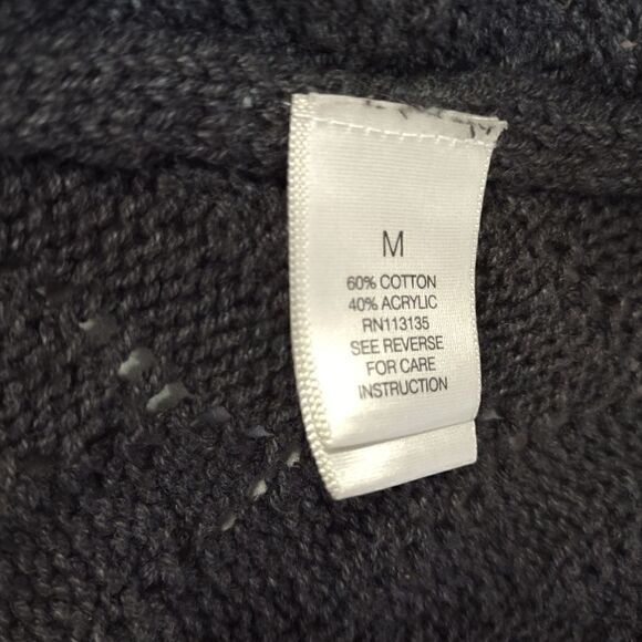Leo & Nicole Gray Sweater Cardigan Open Front Duster Light Knit LS M - Picture 6 of 8